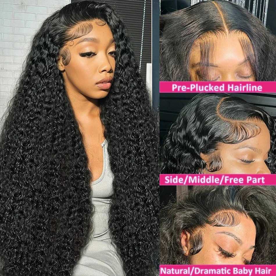 250% Loose Deep Wave 13x6 HD Lace Frontal Wig Brazilian 30 34 Inch Transparent 13x4 Curly Lace Frontal Wigs For WomenM240712