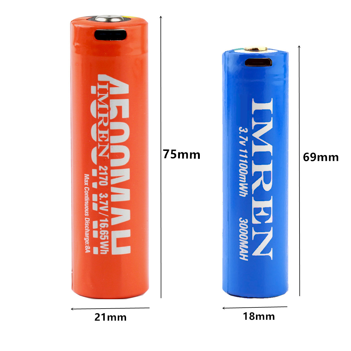 IMREN Original 21700 Battery USB C Batteries Button Top High Quality 4500mAh for Flashlight