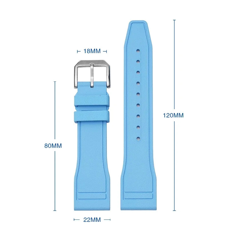 20/21/22mm FKM high-end rubber strap suitable for IWC pilots WATCHES and PORTOFINO series mens fashion and leisure strap240703