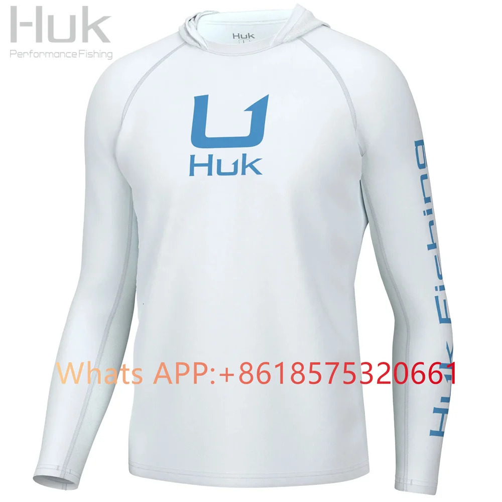 Huk Fishing Hood Fishing Shirts Summer Long Sleeve T Shirt UPF 50 Fish Shirts Sun Protection Breathable Hooded Fishing Apparel 240709