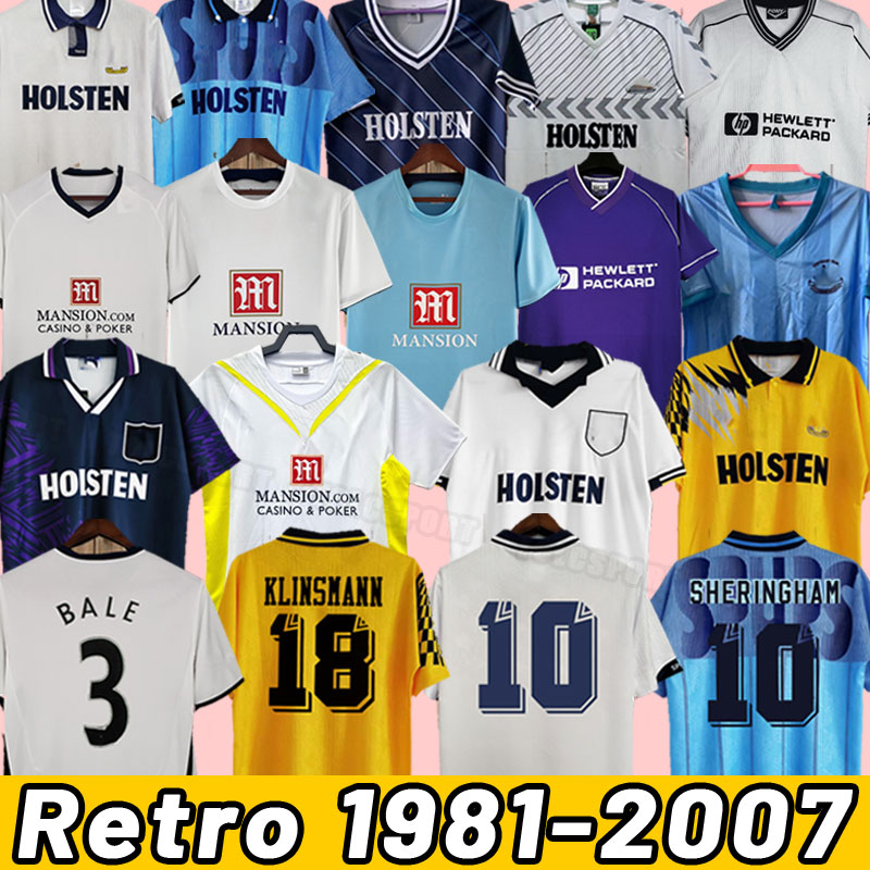 Klinsmann Retro soccer jerseys Tottenham kit vintage GASCOIGNE ANDERTON SHERINGHAM Ferdinand Classic 06 07 08 09 81 82 83 84 91 93 94 95 98 99 1978 1986 2006 1991 1994