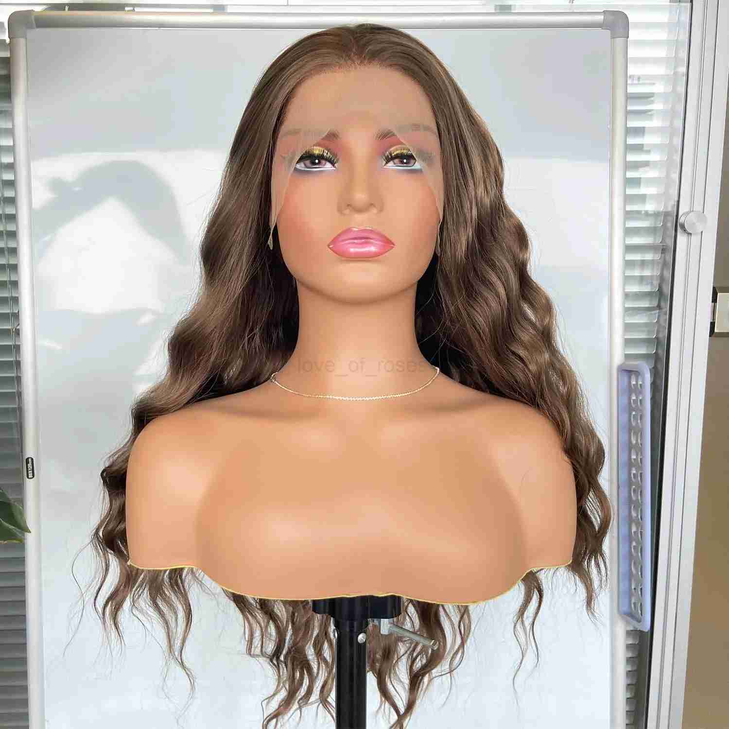 RDY Chocolate Brown Wig Loose Deep Wave Synthetic Lace Front Wig Glueless Natural Hairline Brunette Hair Frontal Wigs for WomenM240712