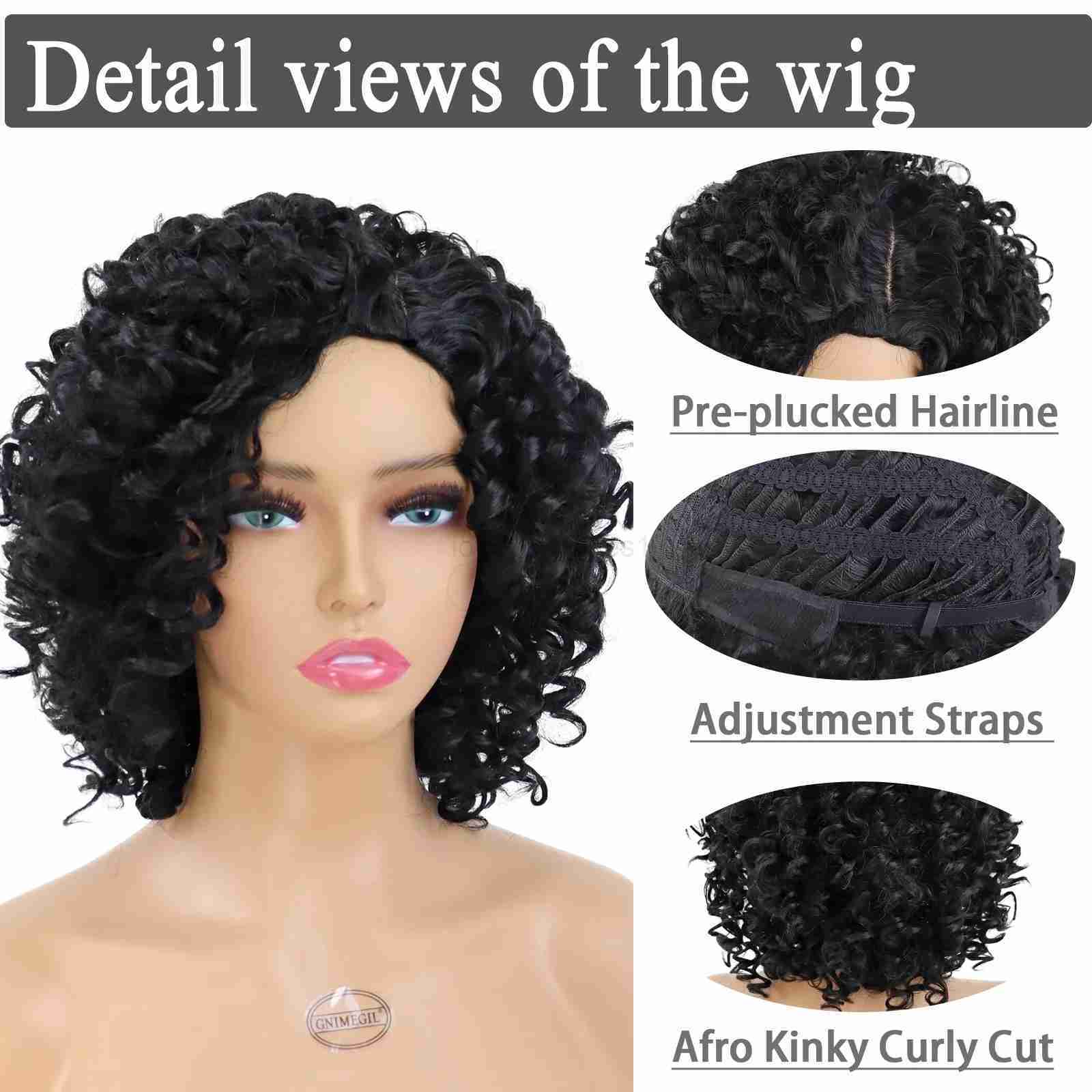 Synthetic Afro Curly Wigs for Women Wave African American Wig with Side Bangs Natural Hairstyles Soft Full Hair Replacement WigsM240712