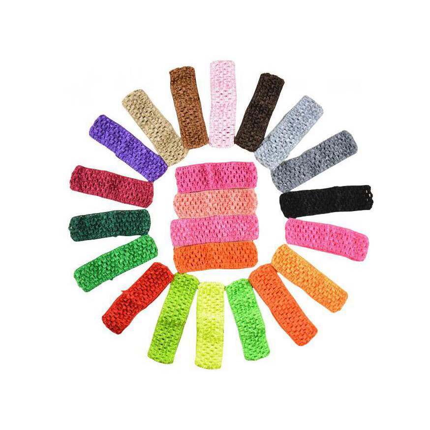 Crochet Elastic Hair Band Scrunchie For Girl Baby Bow Flower Headwear Accessories Soft 14X4CM Headband Woman Children Ponytail Holders Hairband FD6502