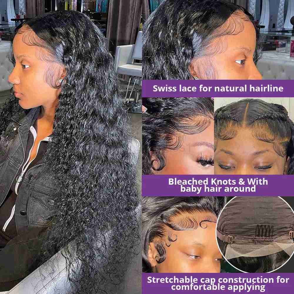 Finros 40 inch 250 Density Hd Lace Wig 13x6 Loose Deep Wave 13x4 Lace Frontal Wig Pre Plucked Curly Glueless WigM240712