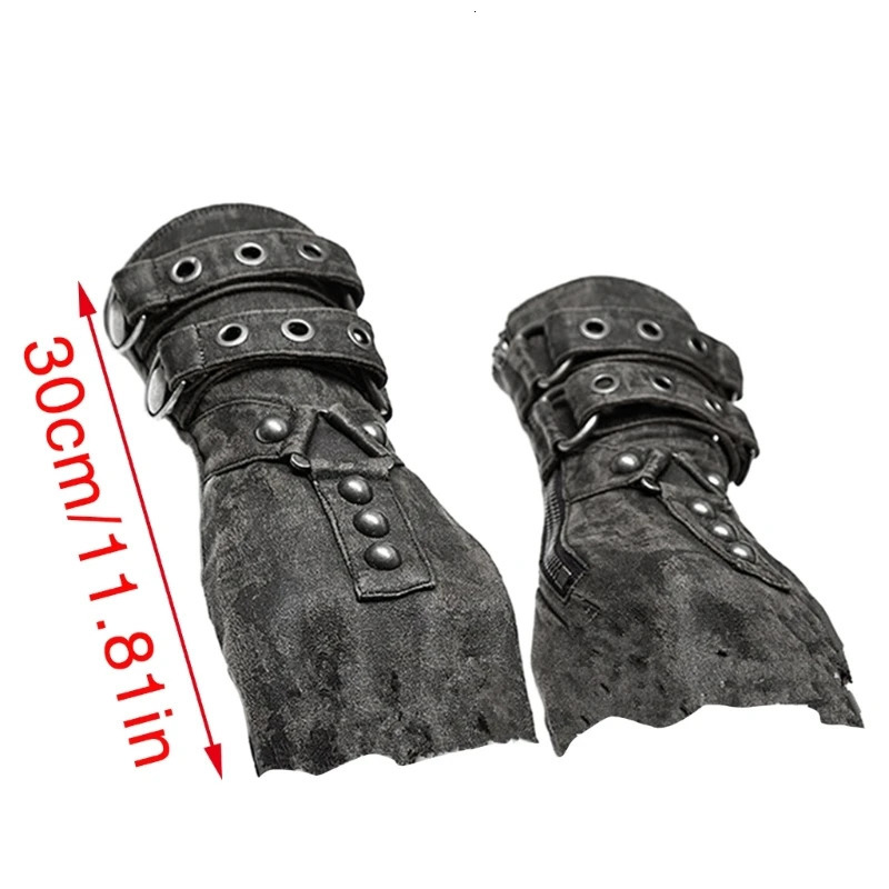 Steampunk Gloves Rivet Mittens Man Vintage Halloween Cosplay Arm Guards Medieval Accessory Wristband T8NB 240709