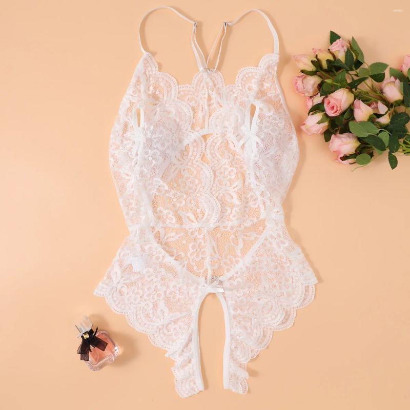 Womens Sleepwear Sexy Female Women Lace See Through Erotic Lingerie Open Bra Crotchless Costume Teddy Nightdress Pajamas L250807