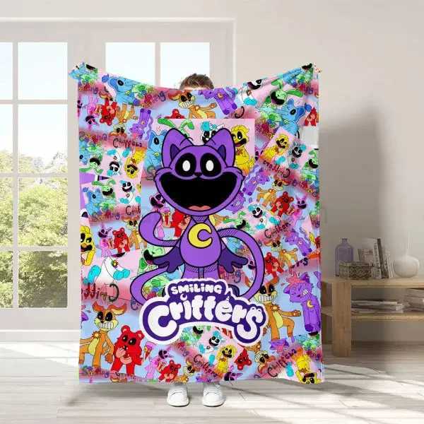 Blanket CATNAP DOGDAY Cartoon Smiling Critters Blanket Kids Baby Throw Blanket for Bedroom Living Room Sofa Bed Car Brithday GiftB270712