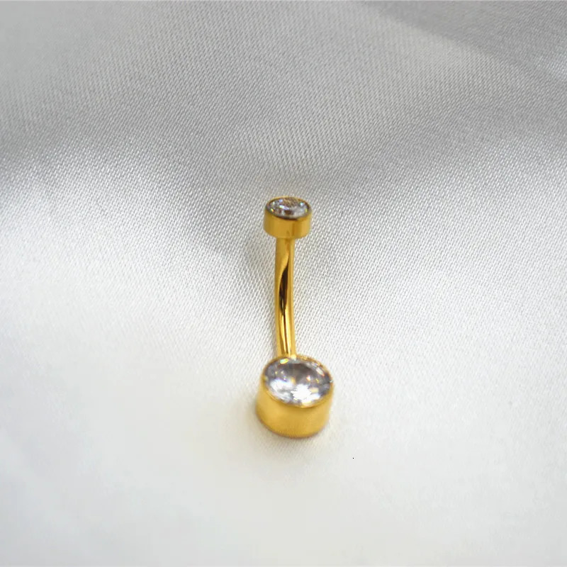 10PCS Body Jewelry-G23 CZ Gold Smart Navel Button Body Piercing 14Gx10x4/6mm Curve Barbells Belly Rings 240626