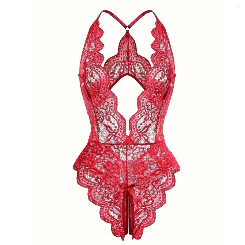 Womens Sleepwear Sexy Female Women Lace See Through Erotic Lingerie Open Bra Crotchless Costume Teddy Nightdress Pajamas L250807