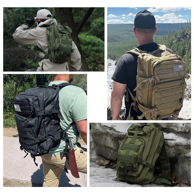 50L Army Military Tactical Backpack Mens Travel Large Capacity Rucksacks Men Waterproof Outdoor Sports Multi-functional Bags 240703