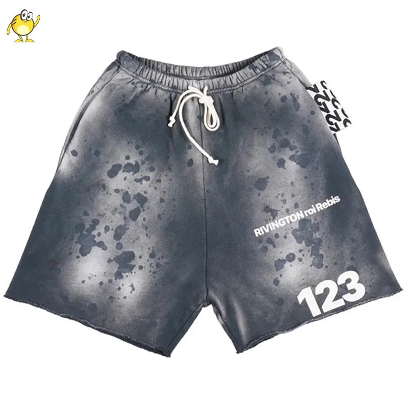 Grey Blue Green Red Washed Do Old RRR123 Shorts Men Woman 1 Good Quality Streetwear Vintage Heavy Fabric Joggers 240711
