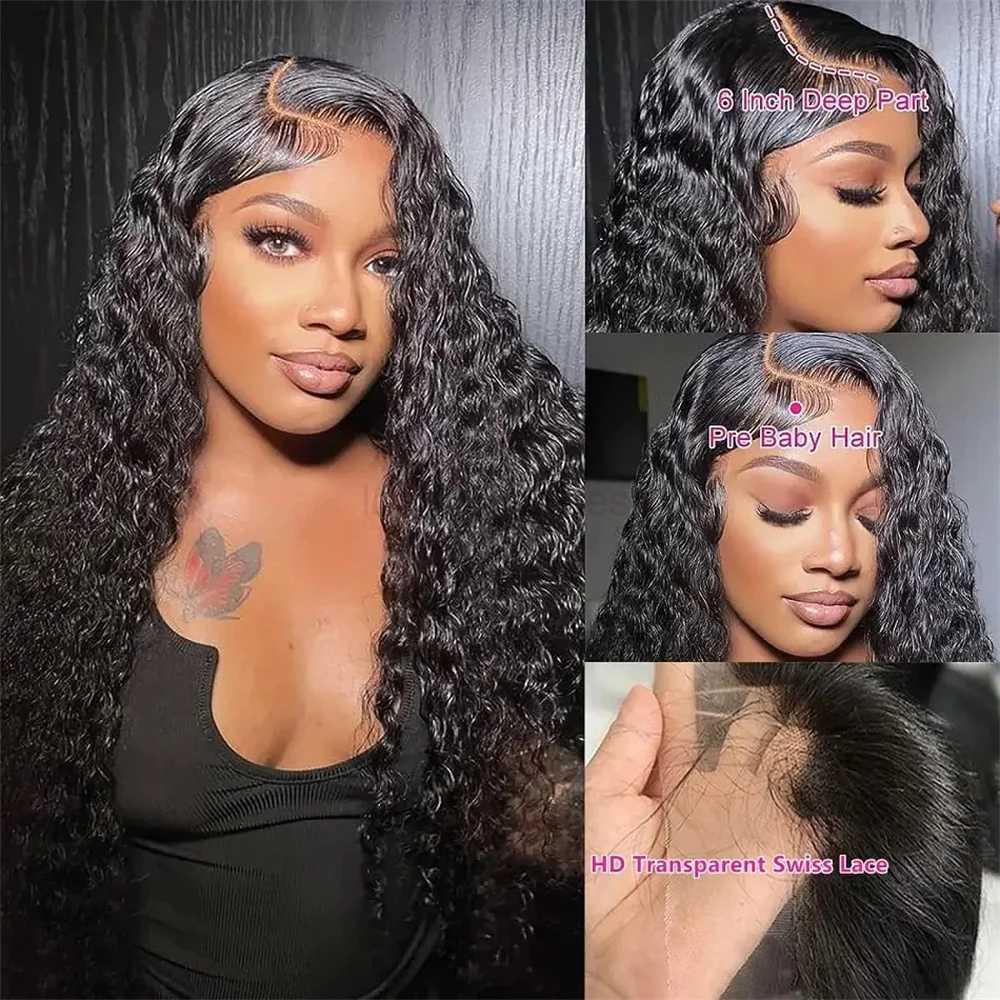 Finros 40 inch 250 Density Hd Lace Wig 13x6 Loose Deep Wave 13x4 Lace Frontal Wig Pre Plucked Curly Glueless WigM240712