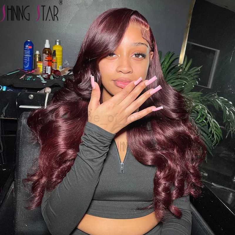 Dark Burgundy Color 13X4 Lace Front Wigs For Women 13x6 Lace Front Wig 99J Body Wave Brazilian Hair Wig Glueless WigM240712