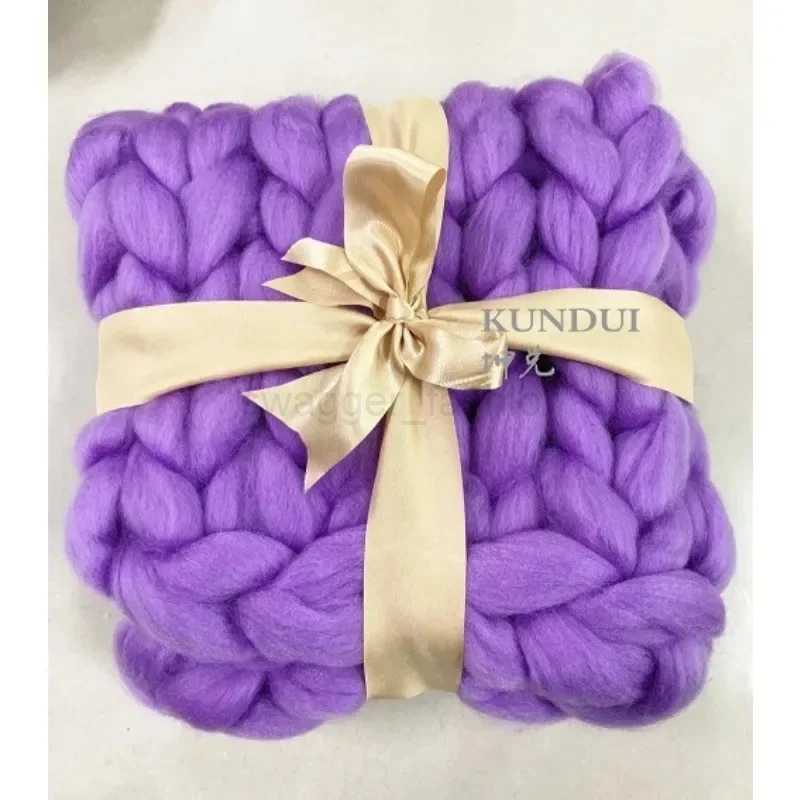 Handmade Cozy Knit Blanket Thick Yarn Wool Throw for Bed Sofa Couch for Bed Sofa CouchB270712
