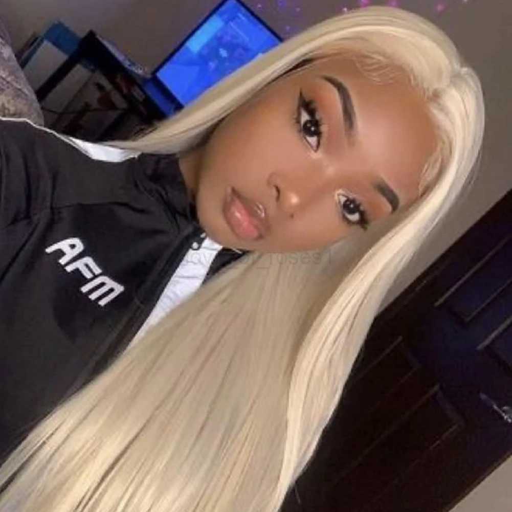 Websterwigs 60 Blonde Wig Natural Soft Hair Straight Lace Front Wig Synthetic Lace Front Wigs for Women Natural Hairline WigM240712