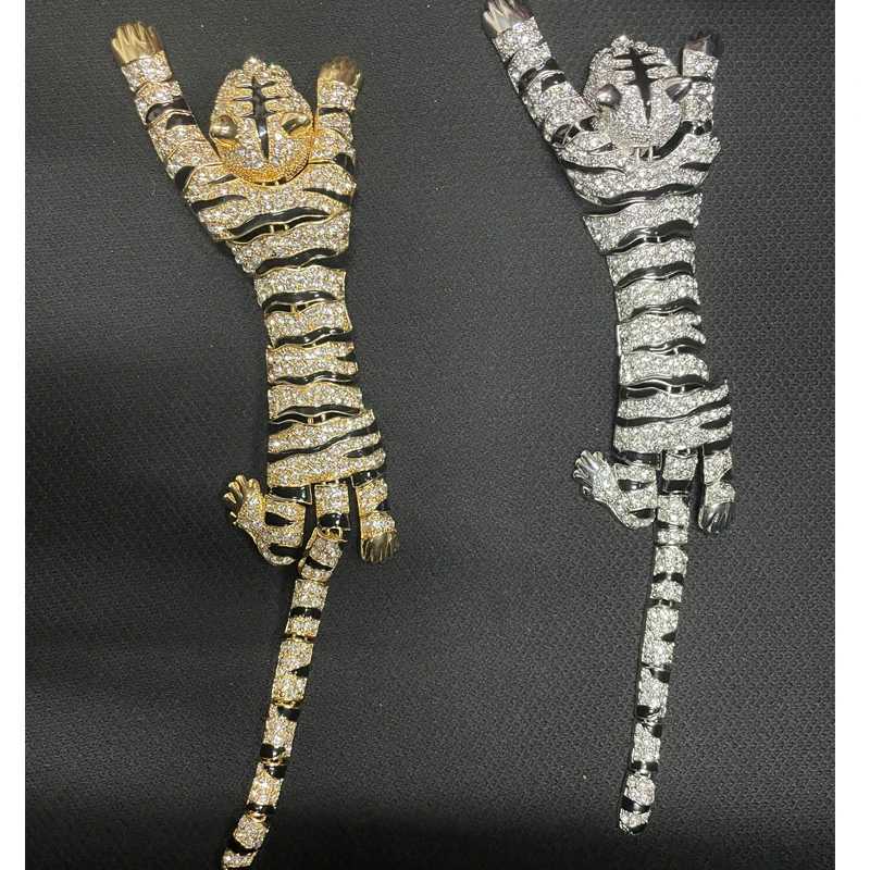 Other Fashion Accessories WEIMANJINGDIAN New Arrival in Gold or Silver Colored Rhinestone Plated Large Tiger Shoulder Decorative Chest Jewelry J240712
