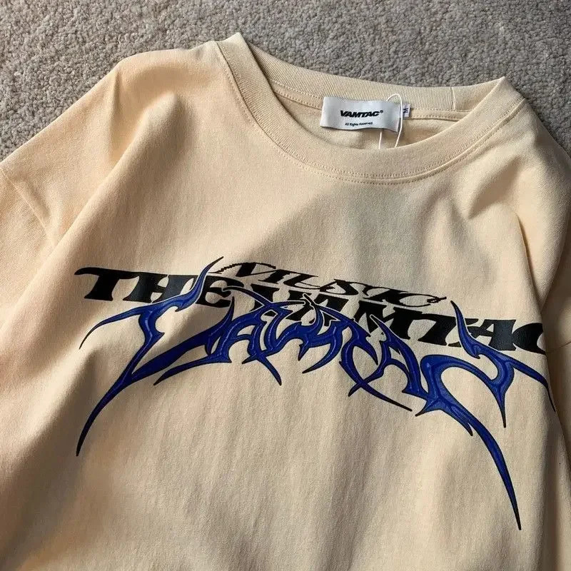 American Vintage Letter Print Graphic T-shirt Men and Women Summer Relaxed Casual Couple Casual Hip Hop Short Sleeve Top y2k 240703