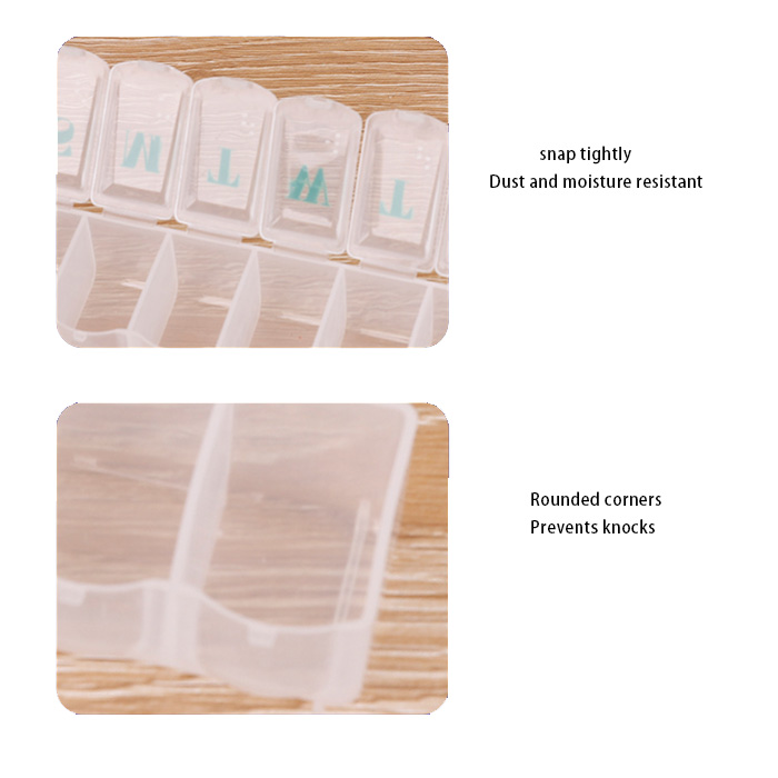 Seven Day Storage Convenient Rectangular Portable Braille Labeled Pill Boxes