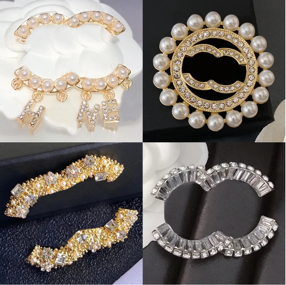 Desinger Brooch Suit Pin Pearl Brooches Famous Womens Brand Letter Fashion Crystal Jewelry Clothing Decoration Accessories Christmas Gift
