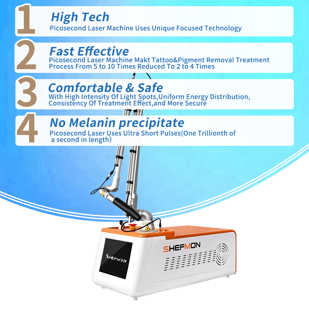 new model portable super picosecond laser skin whitening nd yag picolaser colorful dark tattoo removal pigment treatment carbon peeling machine