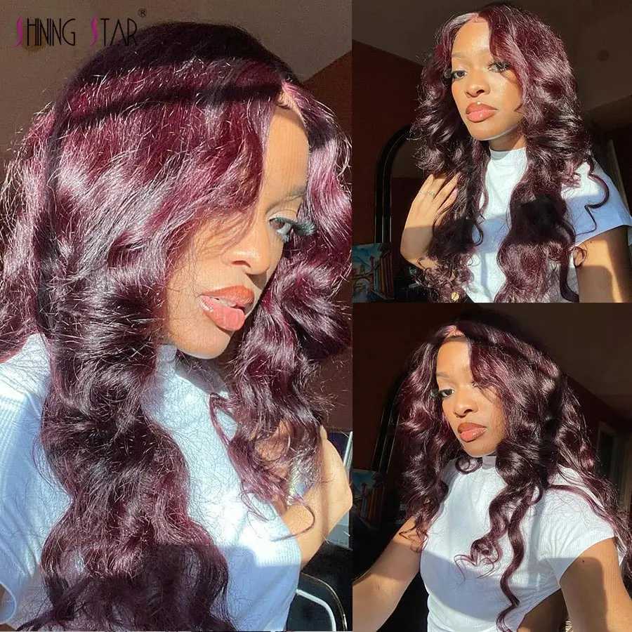 Dark Burgundy Color 13X4 Lace Front Wigs For Women 13x6 Lace Front Wig 99J Body Wave Brazilian Hair Wig Glueless WigM240712