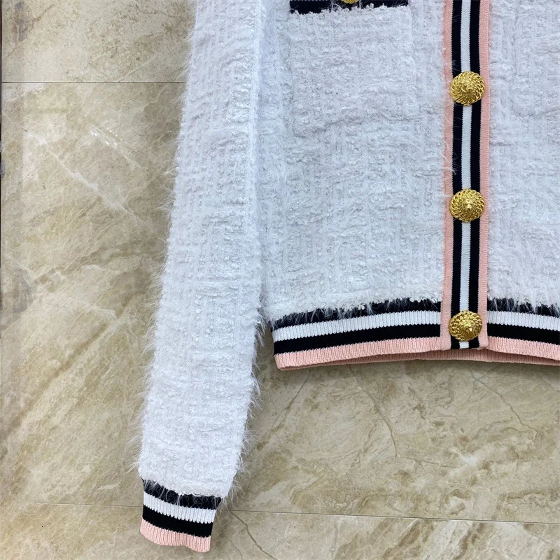 Women jacket Summer Fashion Slim Fit Womens Coat Contrast patchwork long sleeved top Metal button decoration Cardigan 240704