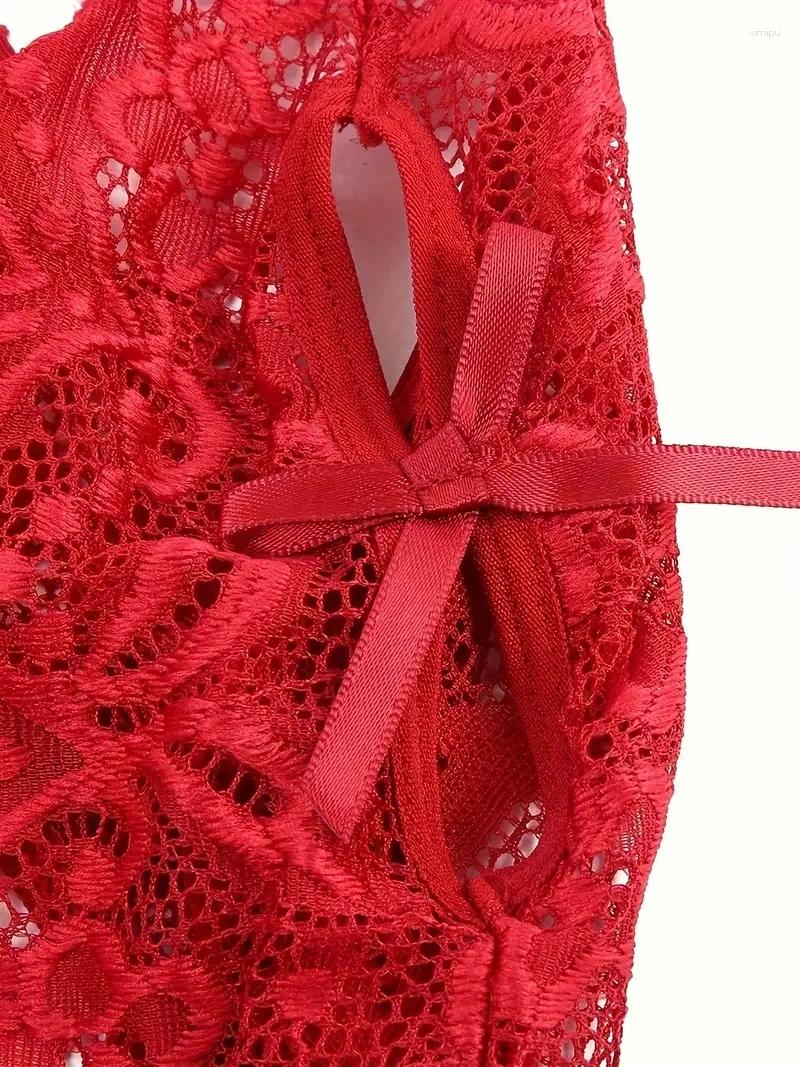 Womens Sleepwear Sexy Female Women Lace See Through Erotic Lingerie Open Bra Crotchless Costume Teddy Nightdress Pajamas L250807