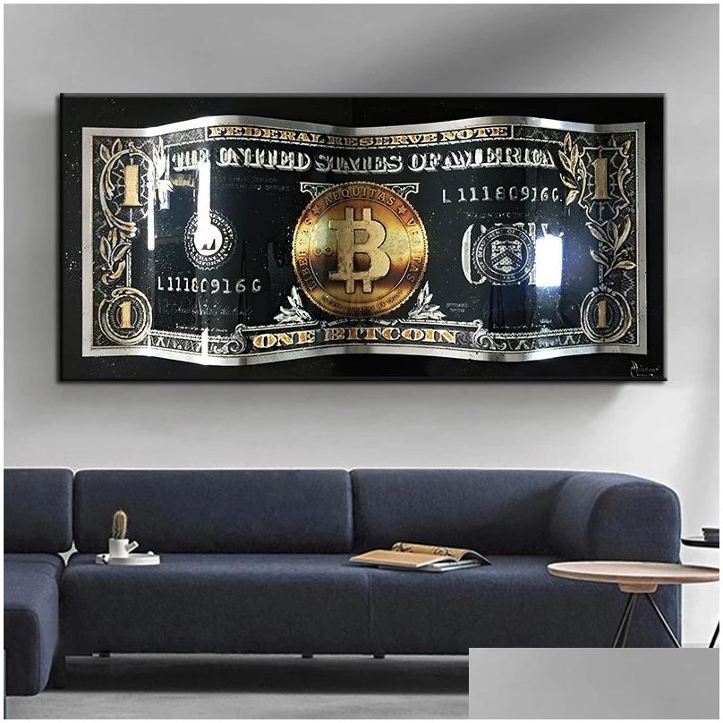Paintings Wall Art Gold Modern Colorf Hundred Money Canvas Painting Quadro Street Abstract Poster Picture Home Drop Delivery Garden Ar Dhgqh
