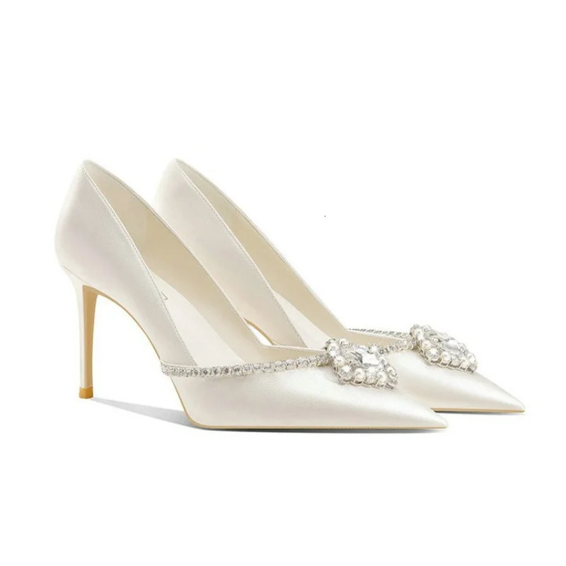 Elegant Wedding Shoes Bridal Shoes White Rhinestone High Heels Bridesmaid Pumps 240708