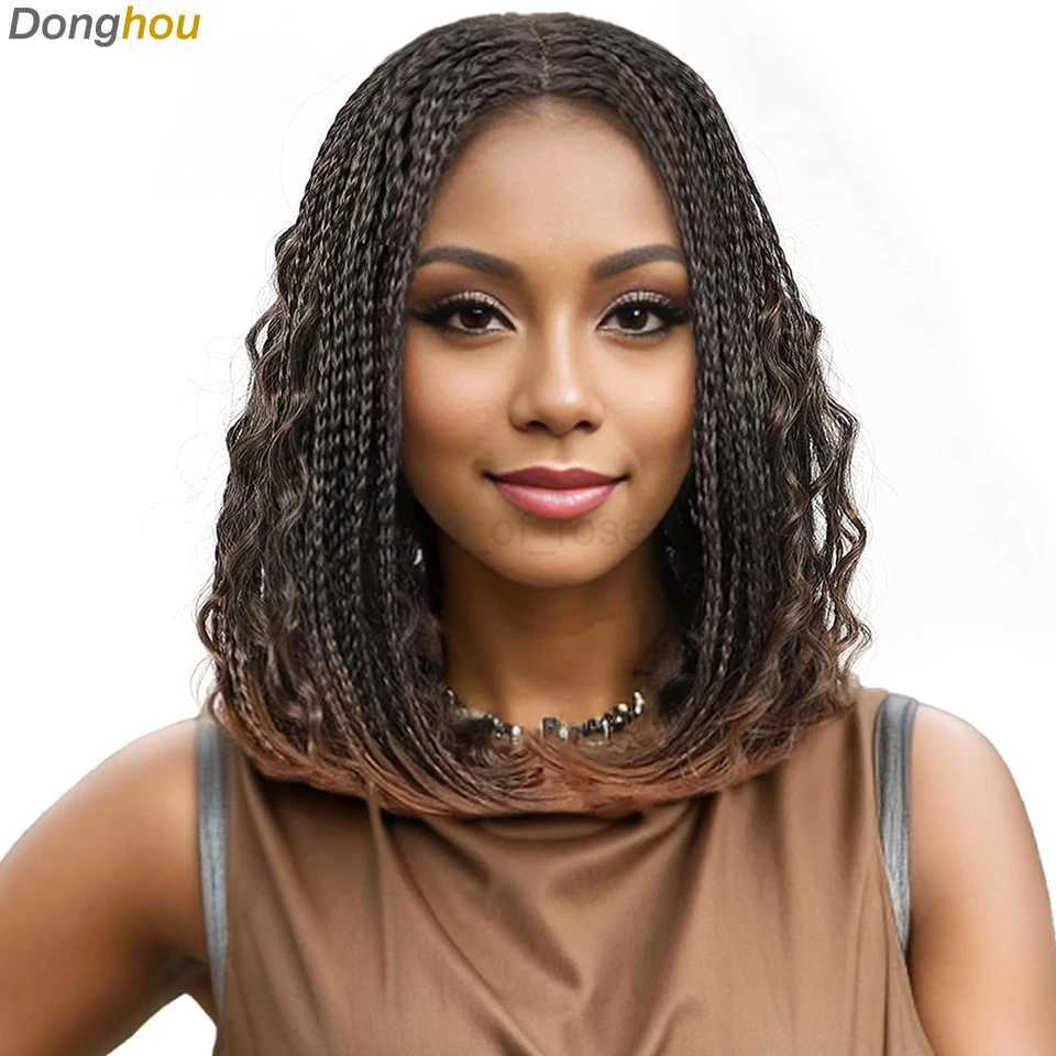 12 Inch Box Braided Wigs perruque tresse africaine Cheap Wigs On Sale Clearance Short Bob Braids Wig with Boho Curly for WomenM240712