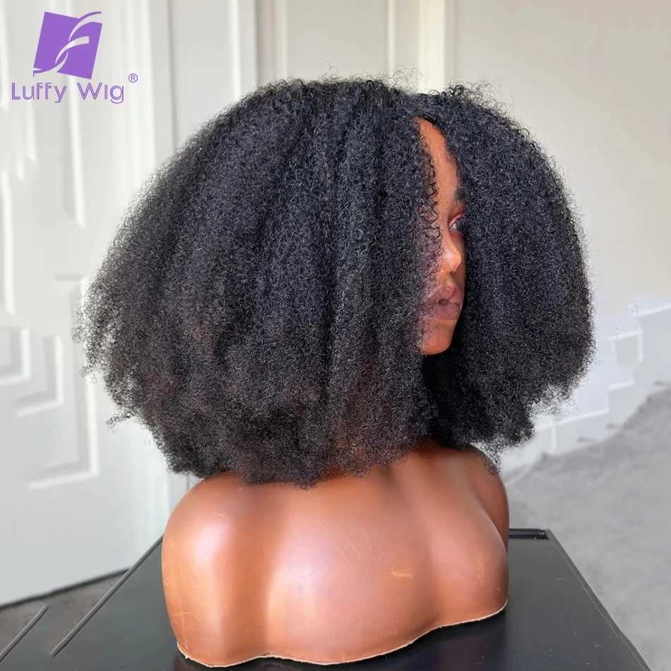 200Density V Shape Wig Afro Kinky Curly V Part Wig Short Curly Glueless No Leave Out New U Part Wigs For WomenM240712