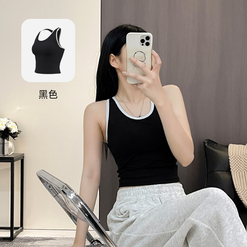 's New Women's Striped Slim Fit Fitness Yoga Back Fixed Cup One-piece Sports Vest with Chest Cushion Woman Workout Clothe Designer Workout C