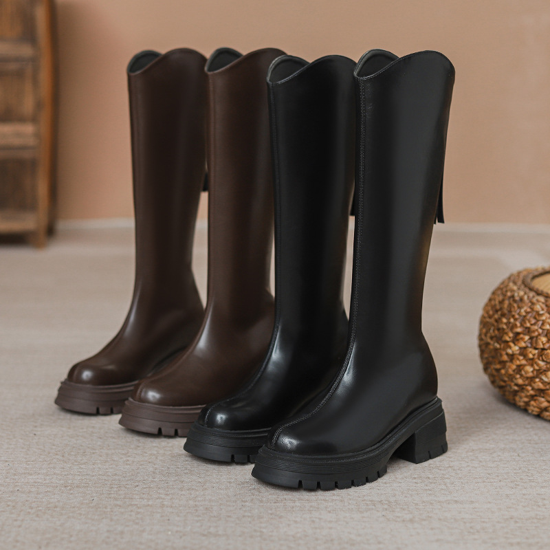 veet Long new autumn winter knight with a increase inside small height not exceeding knee thick heel and high tube boots Lhshoe increse smll nd