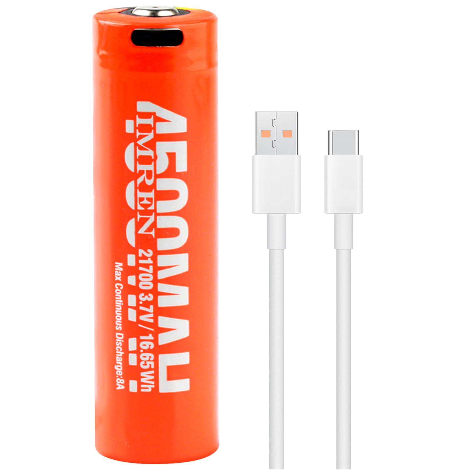 IMREN Original 21700 Battery USB C Batteries Button Top High Quality 4500mAh for Flashlight