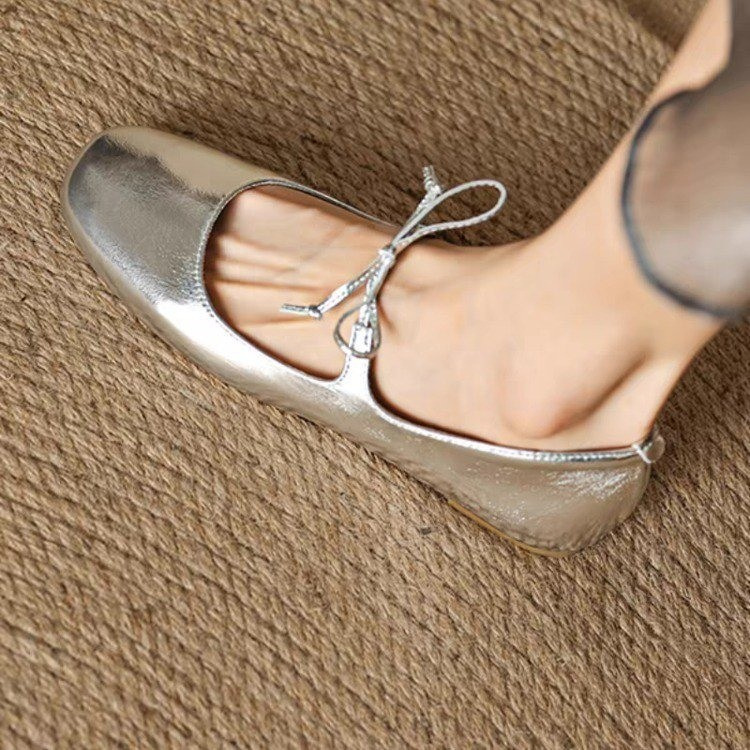 Women Casual Ddmysports Shoes France Style Square Toe Flat Bottom Soft Sole New Triple Sliver Free Shipping Outdoor
