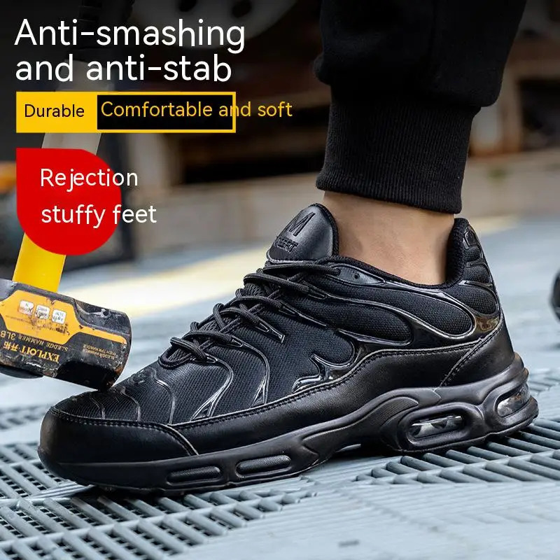 Air Cushion Men Boots Work Sneakers Lightweight Breathable With Steel Toe Safety Shoes PunctureProof H883 240702 - view 4