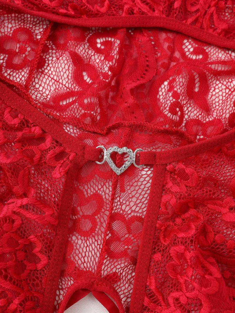 Womens Sleepwear Sexy Female Women Lace See Through Erotic Lingerie Open Bra Crotchless Costume Teddy Nightdress Pajamas L250807