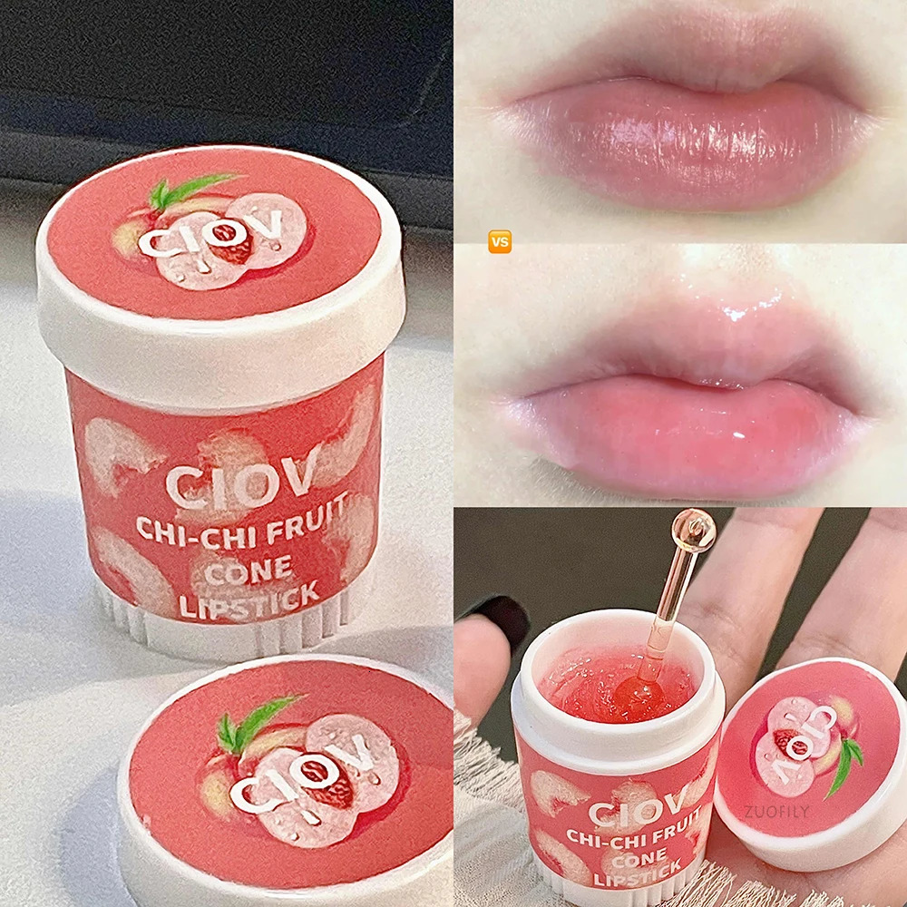 Jelly Peach Lip Balm Lips Care Lip Sleep Mask Hydrated Pink Lip Repair Nourish Protect Colorless Cute Sweet Lipstick Makeup Base 240712