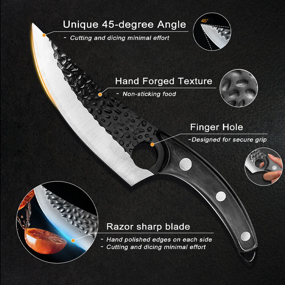 Hunters Serbian Forged Chef Knife Kitchen Butcher Boning Cleaver Hunting Knife Japanese Kitchen Boning Butcher With Leather Sheath