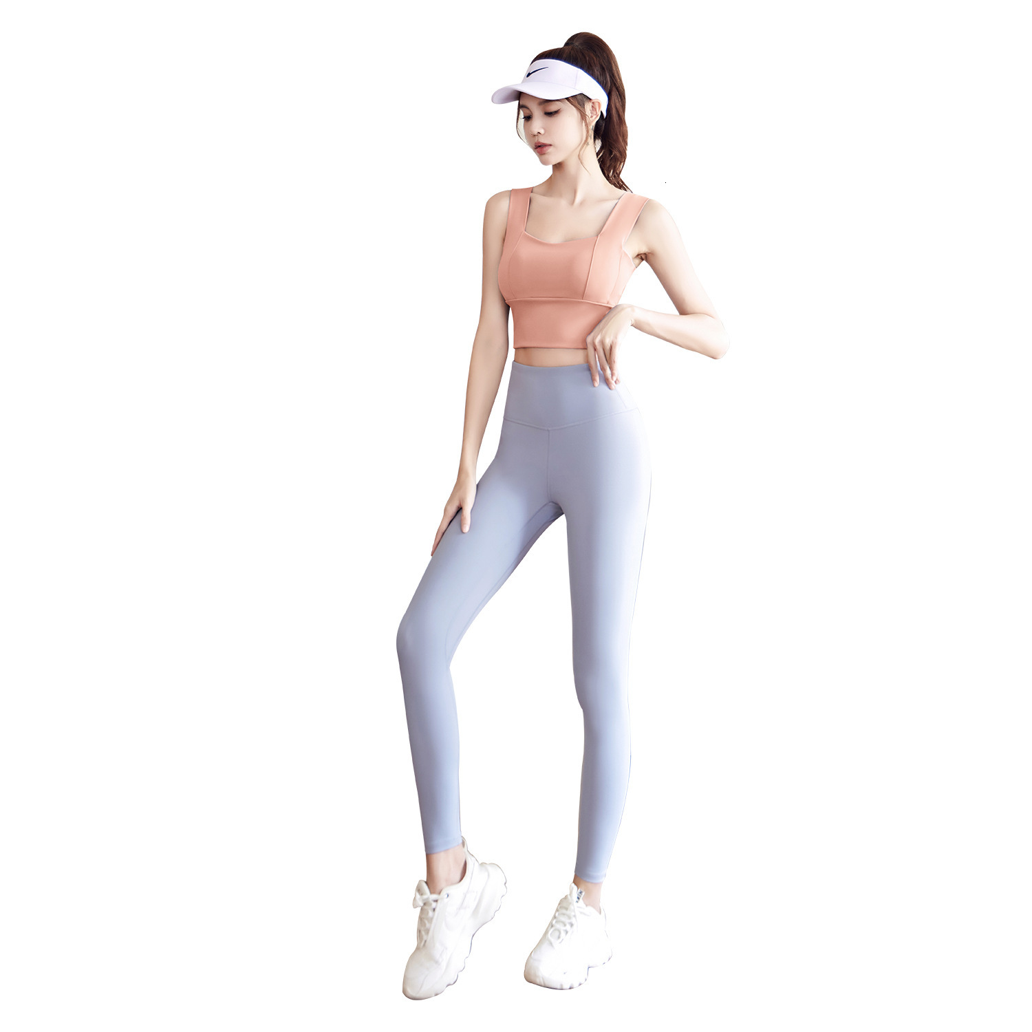 Peach Basic Yoga Shockproof Fixed Medium Intensity Exercise Set, Indoor Running and Fitness Set Short Workout Clothe Woman Luxury Workout Clothe Woman