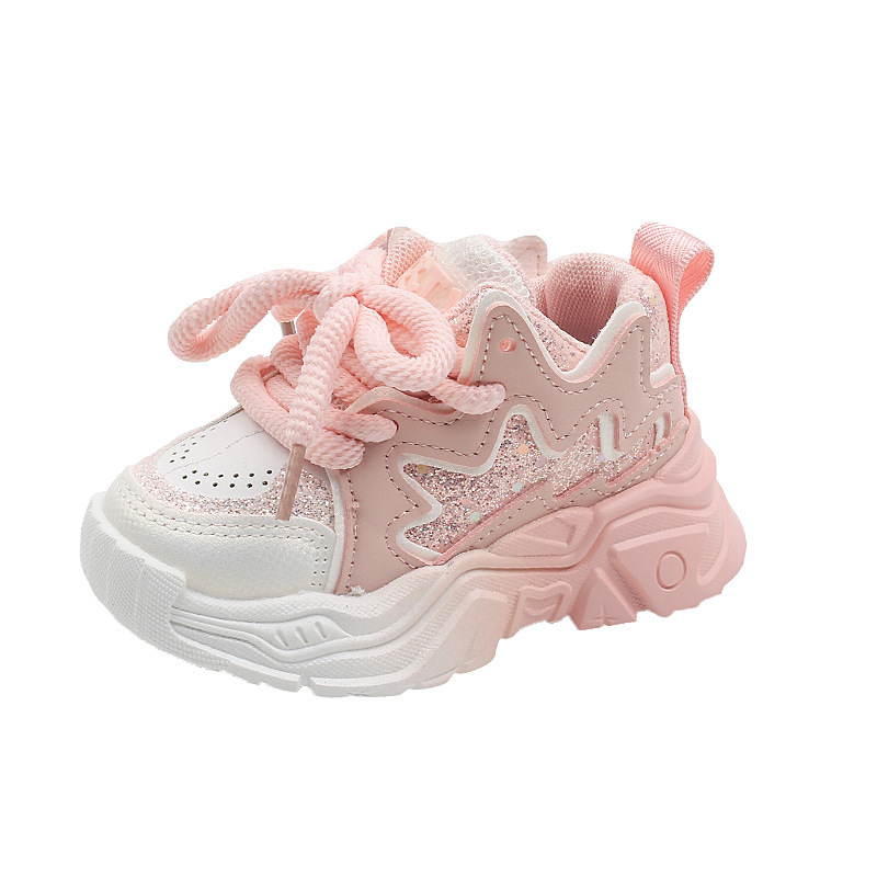 Children's Dad 2024 Spring New Girls' Anti slip Soft Sole Sports for Preschool Girls Running Shoes Trend F712-21.8