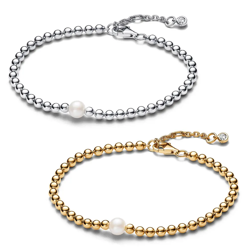 2024 Sterling Silver Chain Bracelets Women Pearl Adjustable Bracelet Charms Accessories Fashion Jewelry Gift DIY