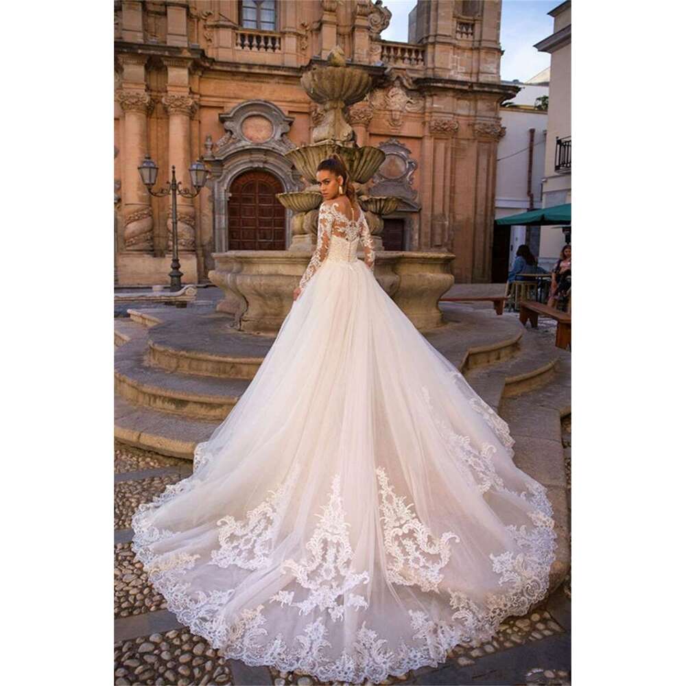 Sexy Mermaid Special Dresses With Detachable Train Bridal Gowns Sweetheart Long Sleeves Lace Appliques Tulle Overskirts Marriage 6660311