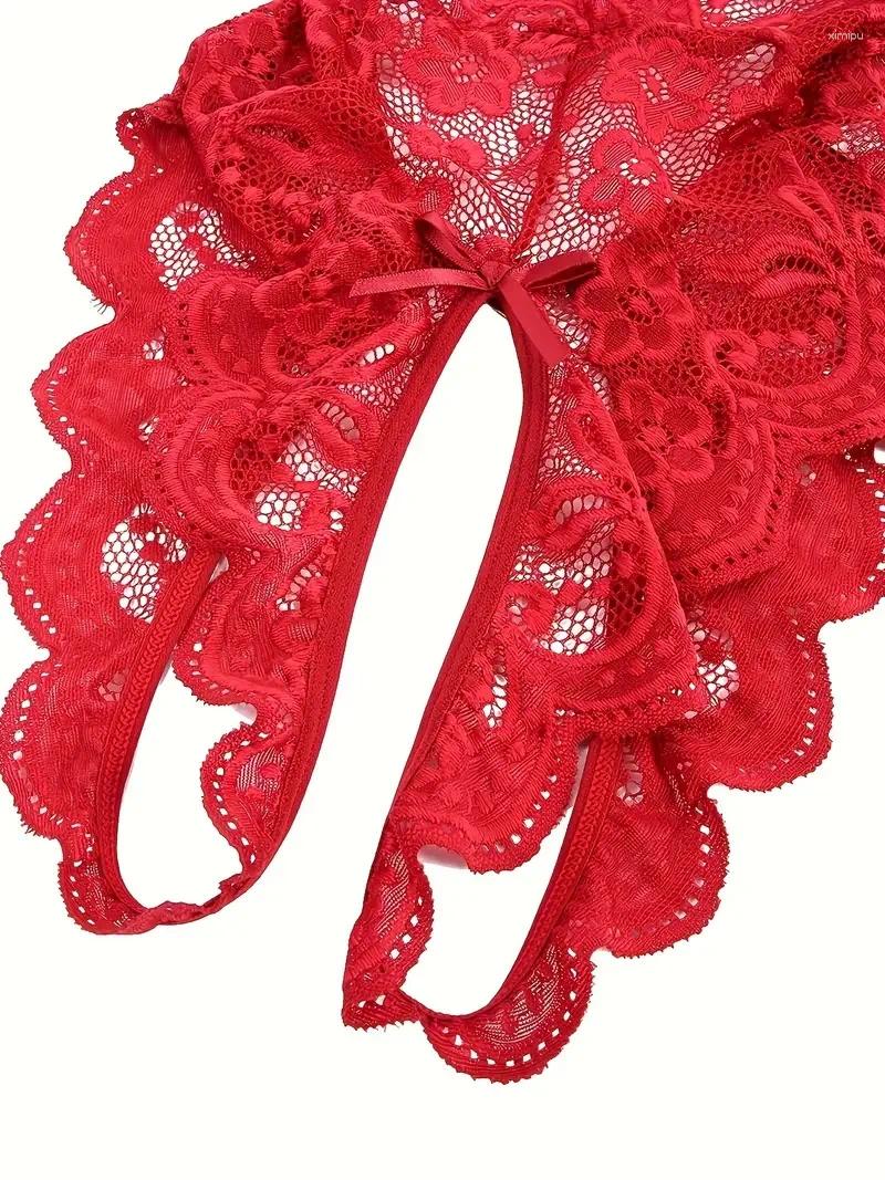 Womens Sleepwear Sexy Female Women Lace See Through Erotic Lingerie Open Bra Crotchless Costume Teddy Nightdress Pajamas L250807