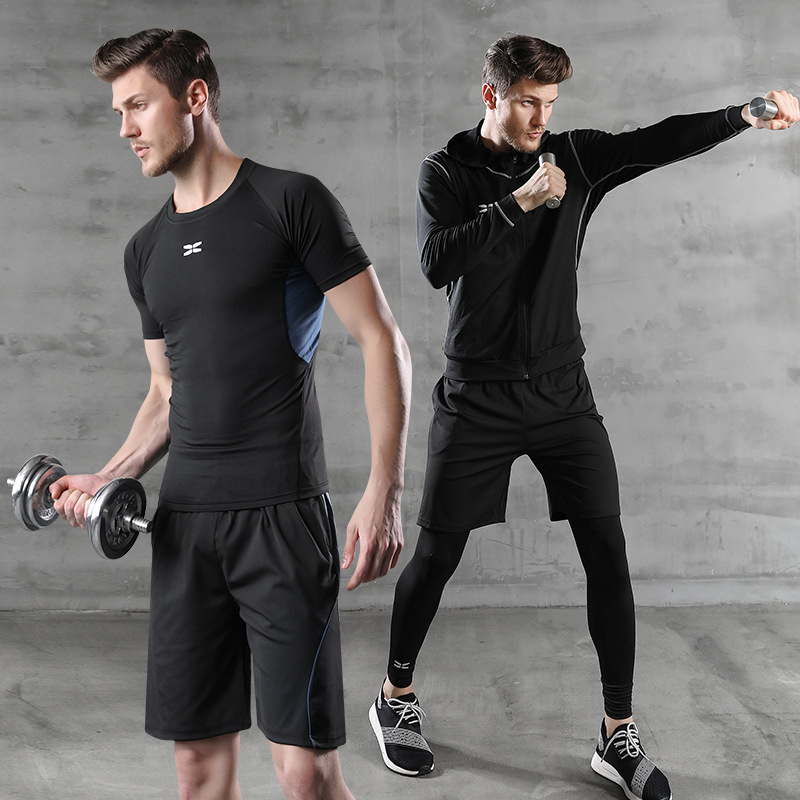 Fitness Men's Shapewear Spring and Autumn Tight Fitting Sportswear Set Training Clothing Harlan Sweatpants Overalls Pants Trousers Cartoon Aprico