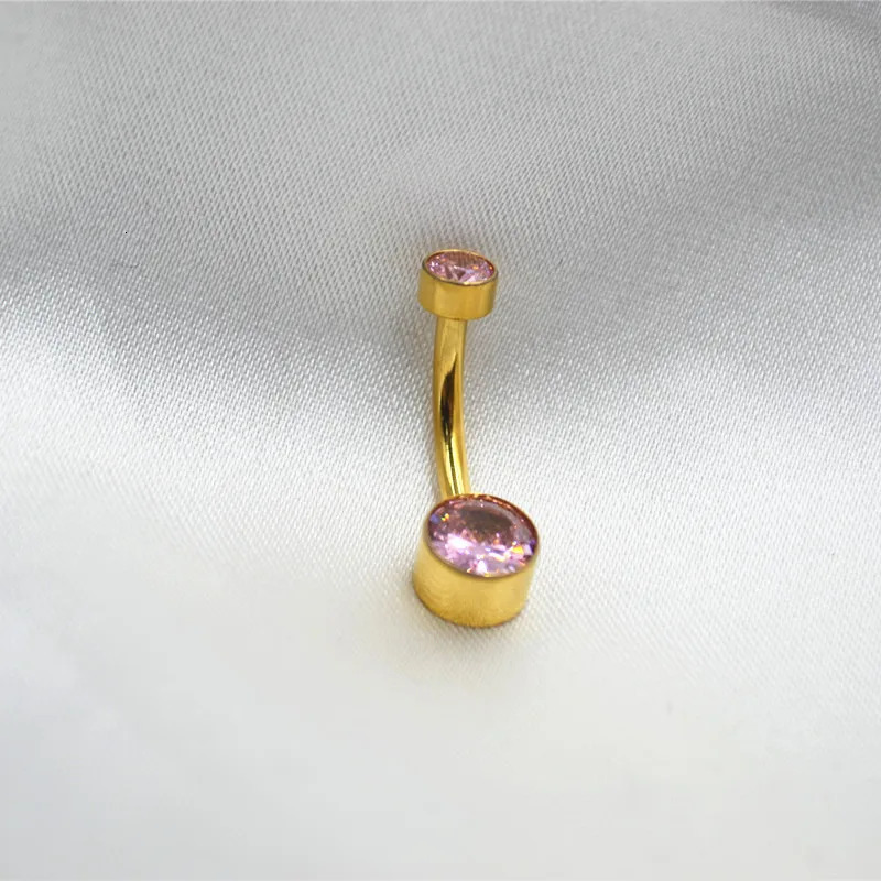 10PCS Body Jewelry-G23 CZ Gold Smart Navel Button Body Piercing 14Gx10x4/6mm Curve Barbells Belly Rings 240626