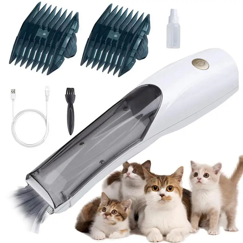 Cat Grooming Clipper 3-speed USB Electric Pet Razor Low Noise Pet Thick Hair Clipper With Suction 1500mAh Vacuum Rechargeable