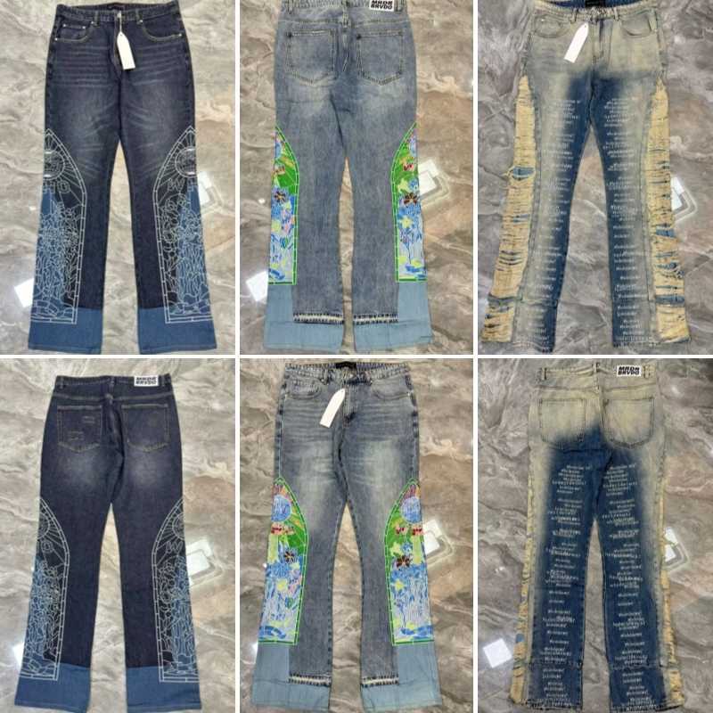 Who Decides War Jeans Mens Designer Pants Y2k Hip Hop Skateboard Trousers 2024ss New Fragmented Men Women USA High Street Jogger