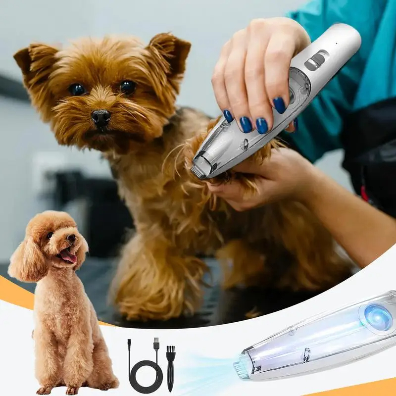 Clear Cat Hair Trimmer Cordless Vacuum Pet Clipper With Suction Rechargeable USB Low Noise Electric Dog Groomer
